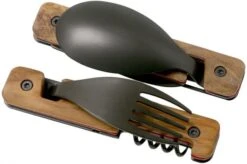 Akinod Multifunctional Cutlery 13H25 Olive Wood Titanium, Outdoor Cutlery -Knife Shop AIA02T00001 03 akinod
