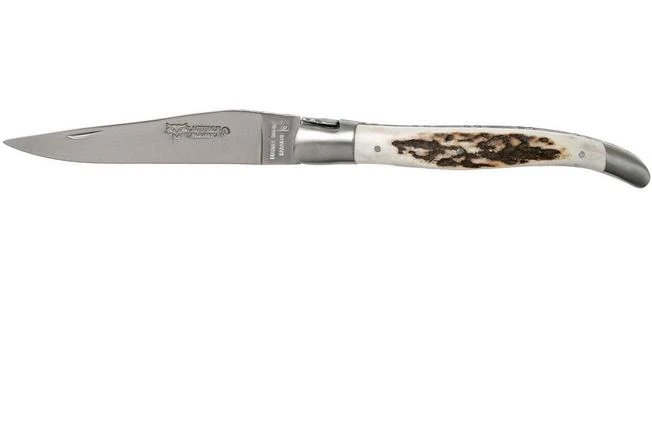 Laguiole En Aubrac 12cm Double Plates, Stag Horn Hand-filed, L0712BCI/FSB1 1 Laguiole En Aubrac 12cm Double Plates, Stag Horn Hand-filed, L0712BCI/FSB1