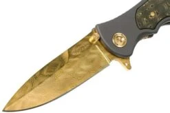 Böker Leopard-Damascus III Gold 110227DAM Limited Edition Pocket Knife -Knife Shop BO110227DAM 03 boker