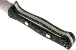 Bark River Bravo 1 A2, Black & Green Linnen Micarta, Brown Sheath -Knife Shop BRK07 111BGLM 04 bark river brk07 111bglm 04