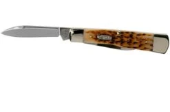 Case Gunstock Amber Jigged Bone, 10728, 62130 SS Pocket Knife -Knife Shop CE10728 03 case