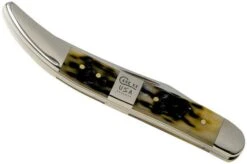 Case Medium Texas Toothpick, Tang Stamp Series, Peach Seed Jig, Olive Green Bone 21515, 610094 SS Pocket Knife -Knife Shop CE21515 04 case