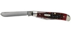 Case Mini Trapper Crimson Red Peach Seed Jigged Bone, 27381, 6207 SS Pocket Knife -Knife Shop CE27381 03 case
