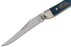 Case Small Texas Toothpick Mediterranean Blue Bone, Smooth, 52804, 610096 SS Pocket Knife -Knife Shop CE52804 03 case