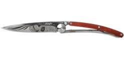 Deejo Tattoo 27g, Coralwood, Latino Skull 9AB024 Pocket Knife