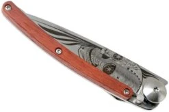 Deejo Tattoo 27g, Coralwood, Latino Skull 9AB024 Pocket Knife -Knife Shop DJ9AB024 04 deejo