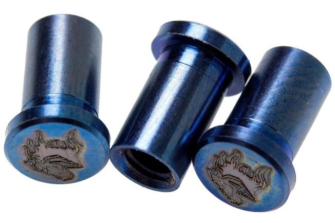 Rick Hinderer Handle Nuts Blue Titanium, Lasered Horse Head, Set Of 3, XM18 3,5” Skinny 1 Rick Hinderer Handle Nuts Blue Titanium, Lasered Horse Head, Set Of 3, XM18 3,5” Skinny