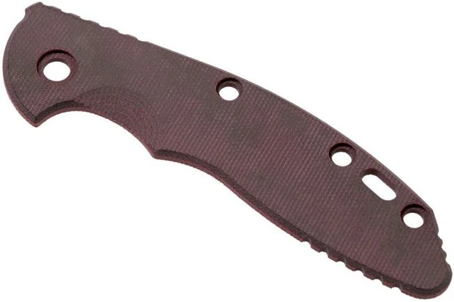 Rick Hinderer XM18 3,5” Scale, Smooth Burgundy Canvas Micarta 1 Rick Hinderer XM18 3,5” Scale, Smooth Burgundy Canvas Micarta