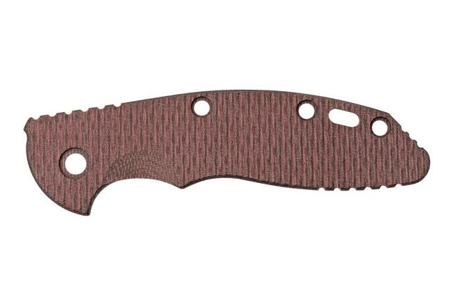 Rick Hinderer XM18 Skinny 3,5” Scale, Textured Burgundy Canvas Micarta 1 Rick Hinderer XM18 Skinny 3,5” Scale, Textured Burgundy Canvas Micarta