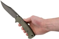 Rick Hinderer Ranch Bowie Green Canvas Micarta, DLC Stonewashed, Bowie Knife -Knife Shop HRK TRB DLC GM 06 rick hinderer knives