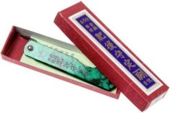 Higonokami Pocket Knife 7.3 Cm HIGOCJ, Blue Paper Steel, Jade Black Green Glitter Enamel -Knife Shop KT HIGOCJ 08 higonokami