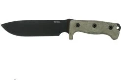 LionSteel M7B CVG Black, Green Canvas Micarta Fixed Knife, Molletta Design