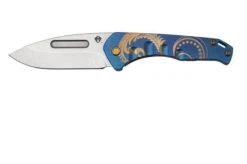 Medford Prae Slim, S45VN Tumbled Drop Point Blade, Blue Bronze Acanthus Handle Pocket Knife