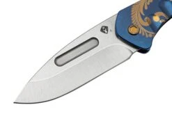 Medford Prae Slim, S45VN Tumbled Drop Point Blade, Blue Bronze Acanthus Handle Pocket Knife -Knife Shop MF 23 PS 02 03 medford