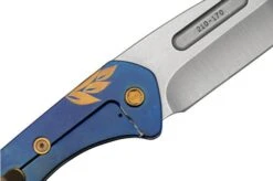 Medford Prae Slim, S45VN Tumbled Drop Point Blade, Blue Bronze Acanthus Handle Pocket Knife -Knife Shop MF 23 PS 02 05 medford