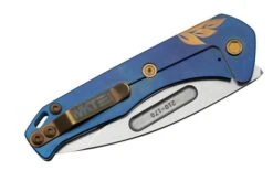 Medford Prae Slim, S45VN Tumbled Drop Point Blade, Blue Bronze Acanthus Handle Pocket Knife -Knife Shop MF 23 PS 02 07 medford