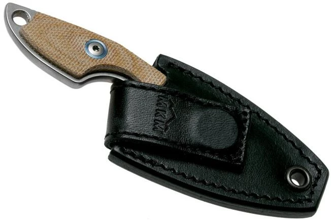 MKM Mikro 2 Wharncliffe, Stonewashed Natural Canvas Micarta Neck Knife, Jesper Voxnaes Design 5 MKM Mikro 2 Wharncliffe, Stonewashed Natural Canvas Micarta Neck Knife, Jesper Voxnaes Design - Image 5