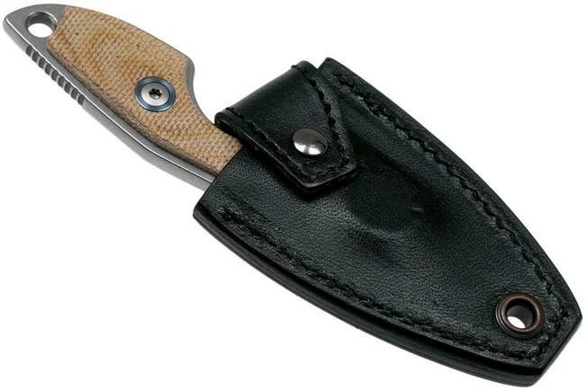 MKM Mikro 2 Wharncliffe, Stonewashed Natural Canvas Micarta Neck Knife, Jesper Voxnaes Design 6 MKM Mikro 2 Wharncliffe, Stonewashed Natural Canvas Micarta Neck Knife, Jesper Voxnaes Design - Image 6