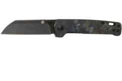 QSP Knife Penguin QS130-UBL Blue Shredded Carbon Fibre G10, Blackwashed, Pocket Knife