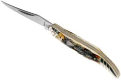 Rough Ryder Toothpick Cinnamon Stag RR2154 Damascus Slipjoint Pocket Knife -Knife Shop RY2154 05 rough ryder