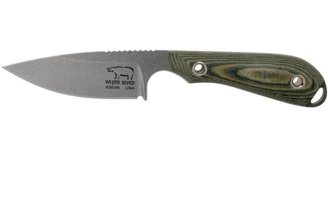 White River Knives M1 Caper Black & OD Linen Micarta Fixed Knife, Kydex Sheath 1 White River Knives M1 Caper Black & OD Linen Micarta Fixed Knife, Kydex Sheath